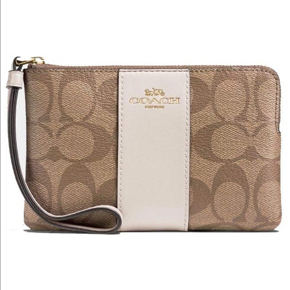Coach Corner Zip Wristlet In Sig Canvas